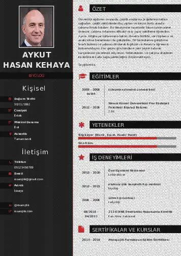 Biyolog CV Örnekleri cv indir